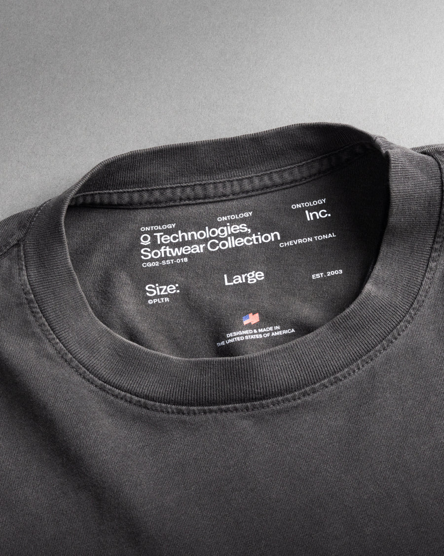 BLACK OVERDYE TONAL CHEVRON T-SHIRT